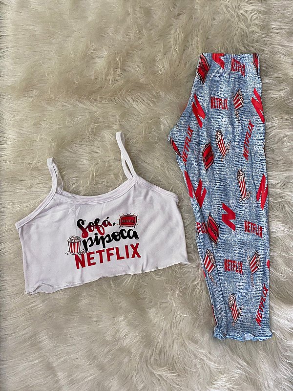 Conjunto Pijama Infantil Netfilx Calça Azul